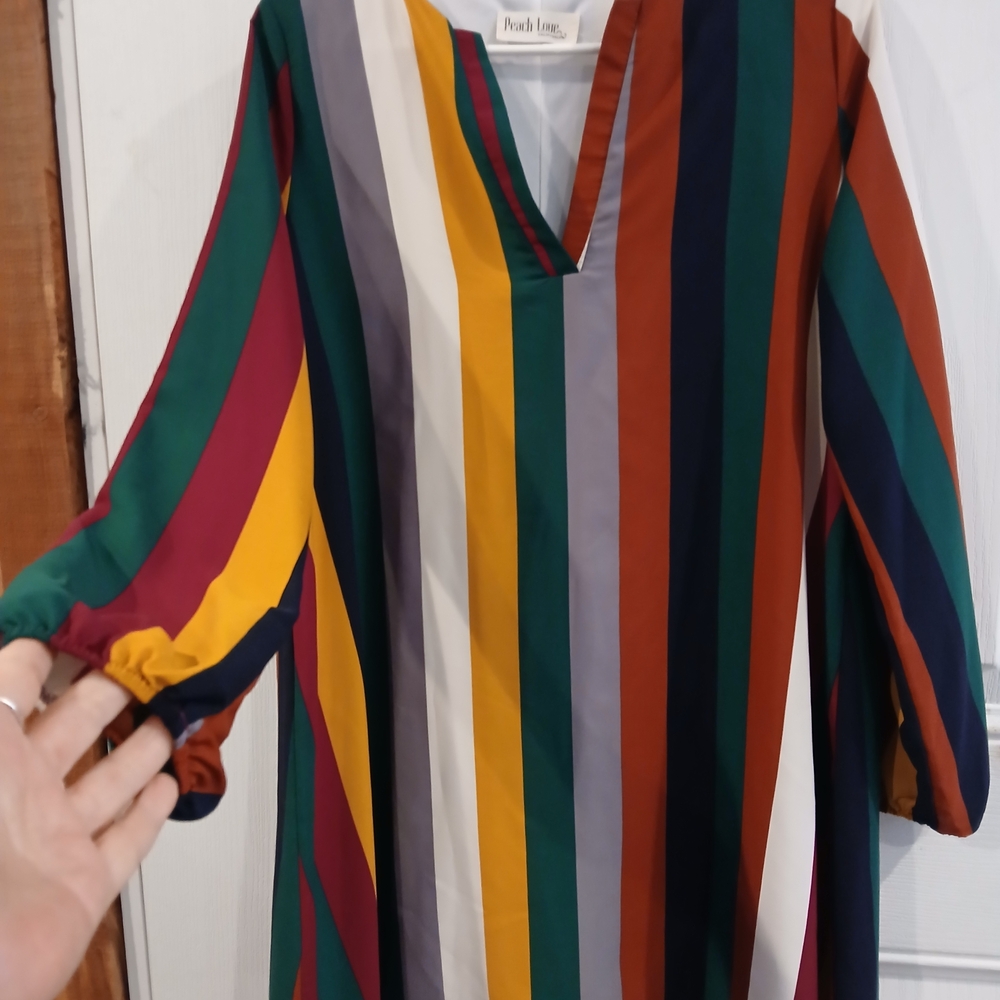 Peach Love California Colorful Striped Blouse